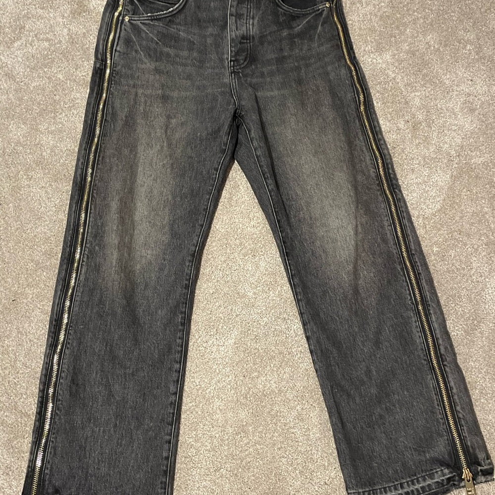 Men's Purple Jeans with Side Zipper lightly used size 34 limited edition denim